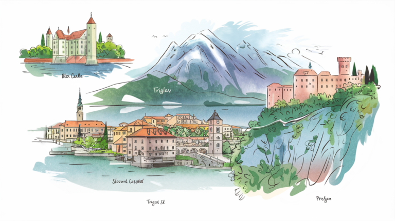 Slovenija v barvah — ilustracija slovenskih znamenitosti